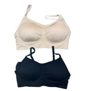 Women’s Black and Cream Sports Bras with Seamless Adjustable Straps Size Large